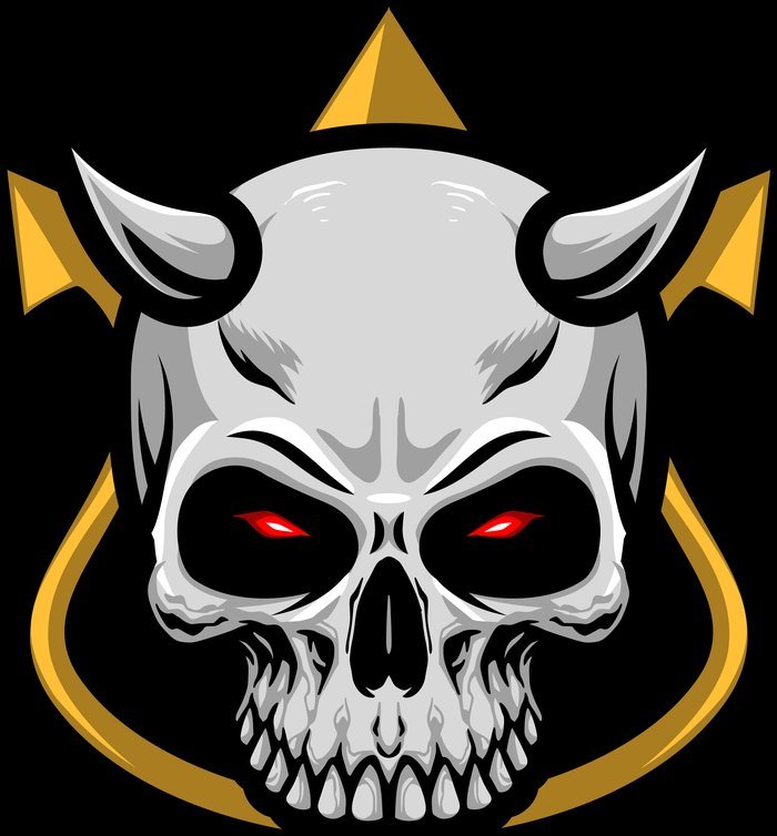 Horned skull with trident, the Break Neck Records emblem